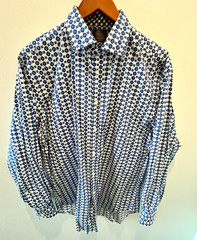 Thomas Dean Geometric Blue White Button Down