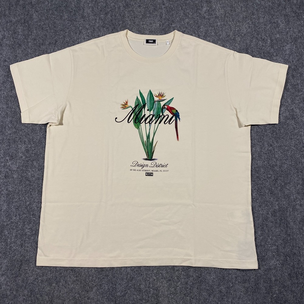 Kith Miami Design District Exclusive Macaw Tee Shirt Adult XXL Sandrift Beige