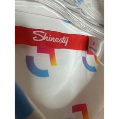 Shinesty ClickUp Logo Print Button Down Shirt White Red Blue NWT Men’s Size M