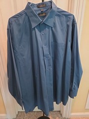 Amanti Dress Shirt Men’s Dress Shirt Steel Blue Solid Neck 18 Sleeve 36/37