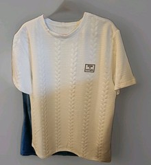 2pc Cable Knit Set Featuring A Crewneck T-Shirt And Drawstring Shorts Sz L White