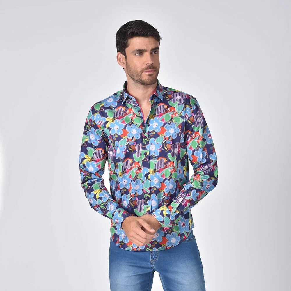 Eight X Floral Patchwork Print Button Down Shirt Size S