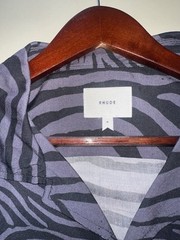 Rhude Shirt Collared Button Down Short Sleeve Zebra Black Gray New Mens M