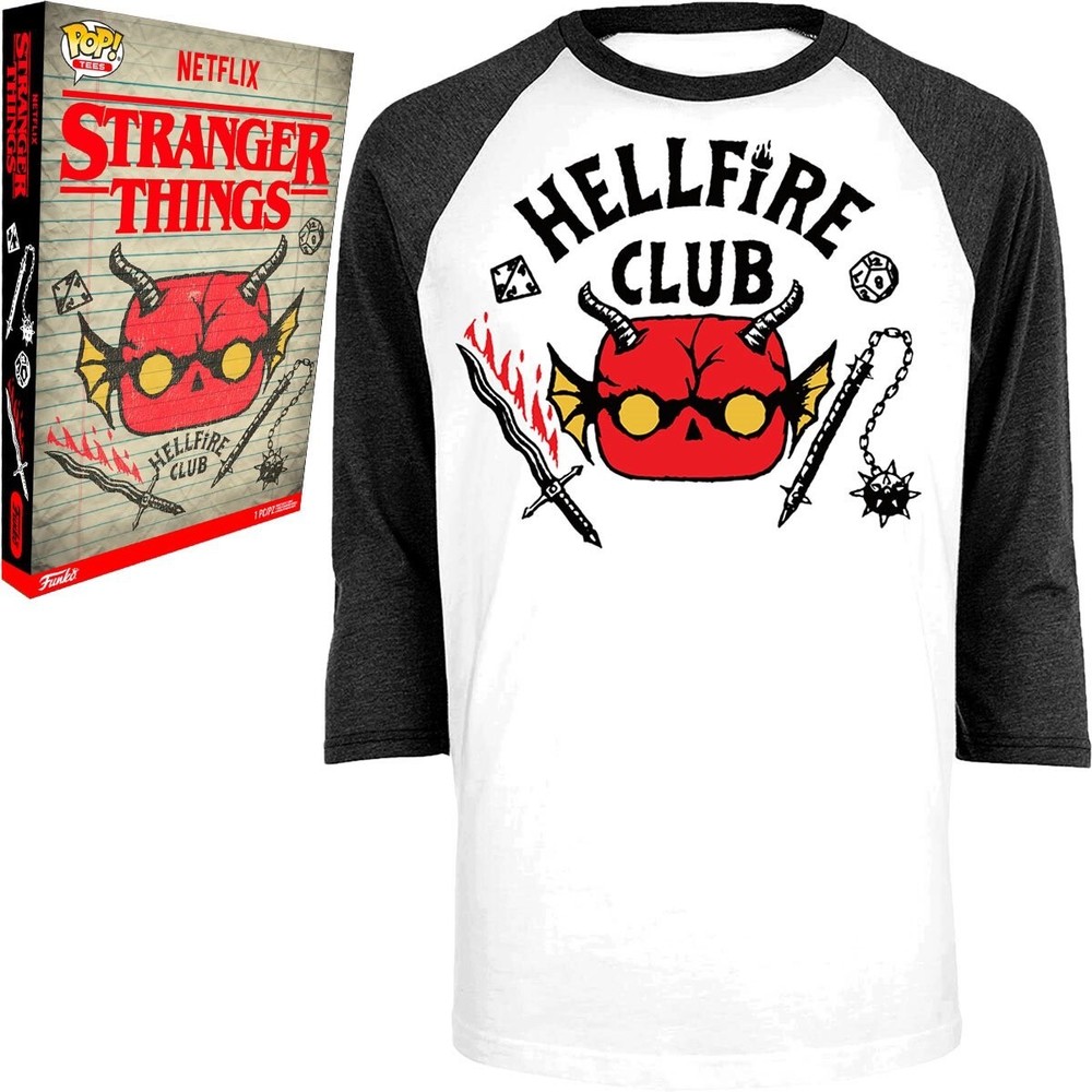 FUNKO • STRANGER THINGS S4 • Hellfire Club • Adult Baseball T-shirt • LG