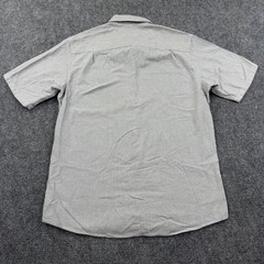 Pendleton Button Up Shirt Large Grey Micro Pattern Short Sleeve Fitted Mens