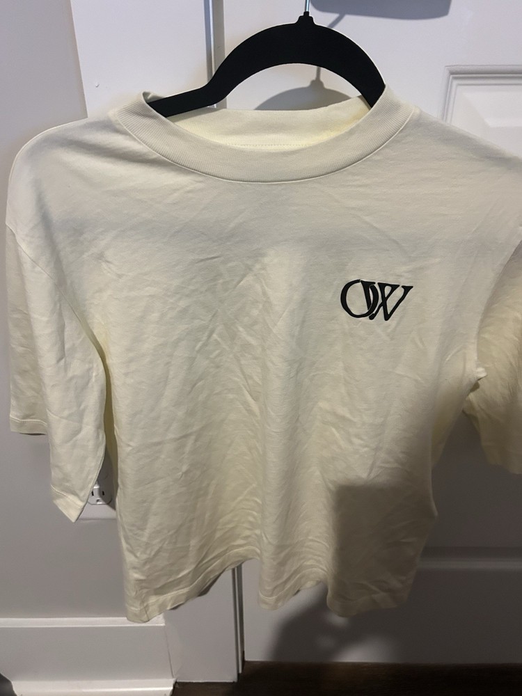 Off-White Flock OW Basic Logo S/S Crew Tee Beige/Black woman’s MPN