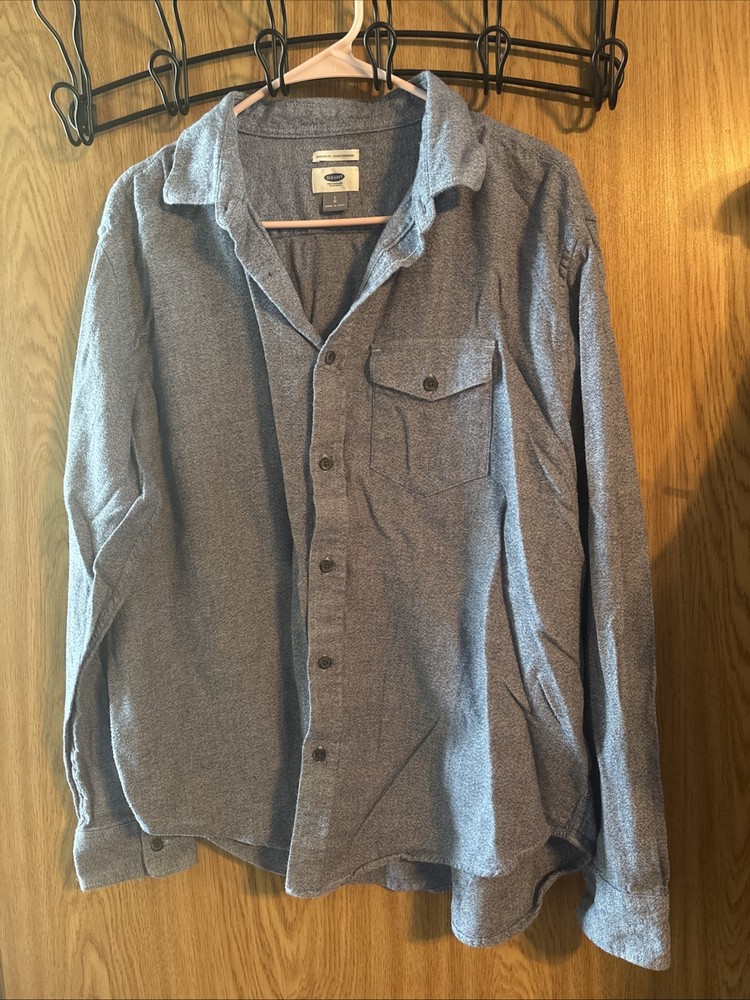 Old Navy Blue Chambray Pattern Flannel Shirt. Men’s Size Large Regular For