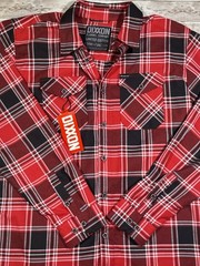 DIXXON Snap On Tools Men’s Plaid Long Sleeve Shirt Red Black White Sz Large NEW