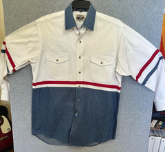 Cumberland Outfitters Mens Long Sleeve Button Up Red/White/Blue Size Large