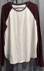 Goodfellow & Co Lyndale Cotton Long Sleeve T-Shirt Men’s Large Cream/Burgundy