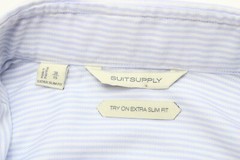 SUITSUPPLY Try On Extra Slim Fit Formal Shirt Men’s 38 / 15 Cutaway Pinstriped