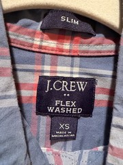 J. Crew Flex Washed Button Down Collar slim fit, X Small, red white blue plaid