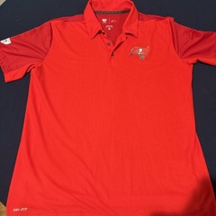 Nike Polo Shirt Mens Large Red Tampa Bay Buccaneers NFL Dri-FIT Training