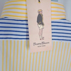 Rowing Blazers Fun Shirt Patchwork Striped Multi Color Button Down Large NWT