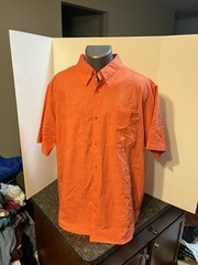 Silver Bait Men’s SS Button Down Vented Fishing Shirt Orange Poly Blend – XXLT