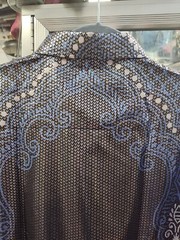 Men’s Vassari Los Angeles Long Sleeve Button Up blue GREEK KEY SILVER SZ 4XL