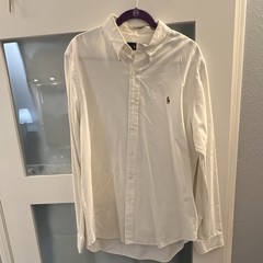 Ralph Lauren Men’s XL White Solid Cotton Woven Button-Down Shirt Polo Pony