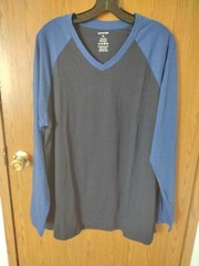 Hethcode New Men’s Blue Athletic Long Sleeve Shirt V Neck Size XL Slim Fit