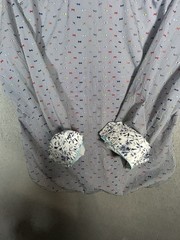 Visconti Black Men’s Medium Button Up Shirt Blue White Striped Bow Tie Print