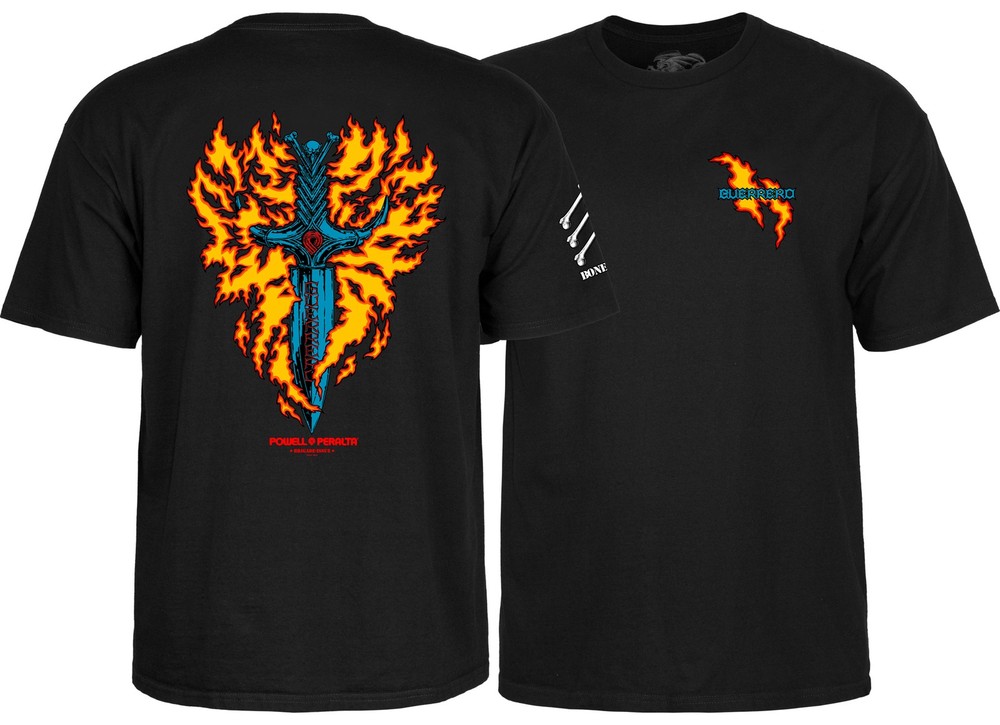 Powell Peralta BONES BRIGADE Tommy Guererro FLAMING DAGGER T Shirt BLACK