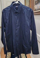 Roberto Cavalli Class Mens Button Down Long Sleeve Dress Shirt Size 42 16.5 Navy