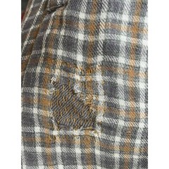 Carbon 2 Cobalt Grey Button Front Plaid Shirt Large Cotton **Sashiko Repair