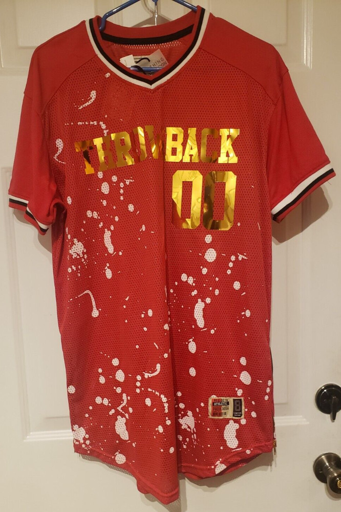 Bleecker and Mercer Throwback Red Splatter Foil Jersey w/Zippers Mens NWT Sz L