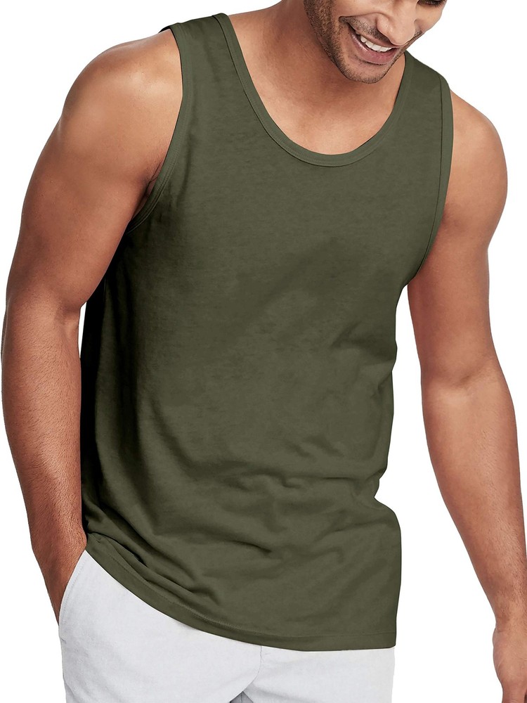 Hat and Beyond Men’s Soft Performance Tank Top – Military Green Muscle Tee fo…