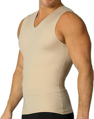 Insta Slim NUDE Men’s Compression Sleeveless V-Neck T-Shirt, US X-Large