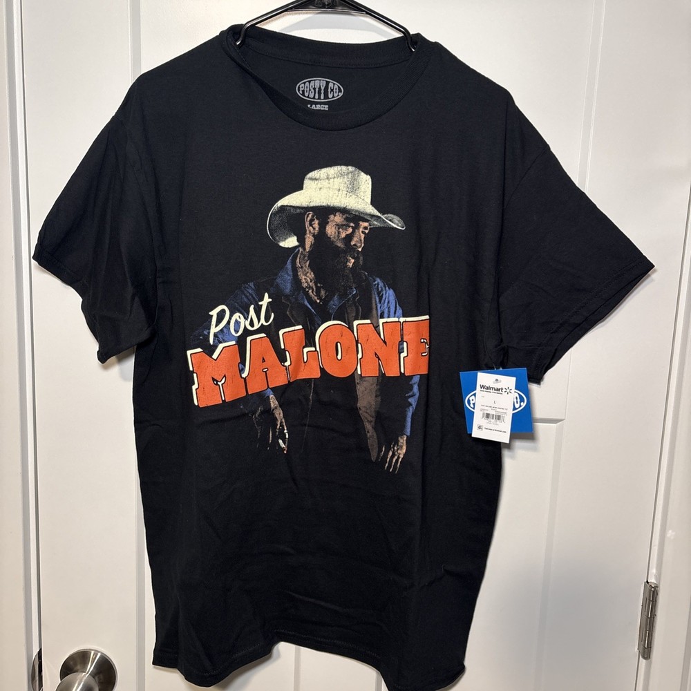 Posty Co Post Malone Men’s LARGE Country Music Black Graphic T Shirt NWT