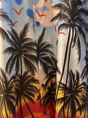 La Leela Hawaiian Shirt Casual Beach Tropical Sunset Button Down Men’s L