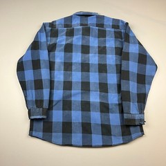 Big Bill Flannel Shirt Mens XL Blue Black Buffalo Plaid Distressed Workwear USA