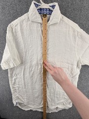 Stenstroms Short Sleeve Large Fitted Body Linen White Swedish Button Up Mens