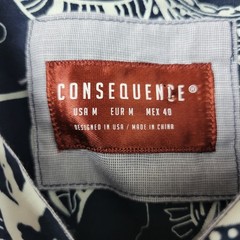 Consequence Mens Medium Black White All Over Floral Paisley Button Up SS