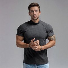 Gym Men’s Muscle Slim Fit T Shirt Streetwear Solid Colors