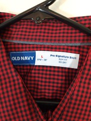 Old Navy Red Black Gingham Plaid Button-Up LS Shirt – Men’s L Slim-Fit (NWT)