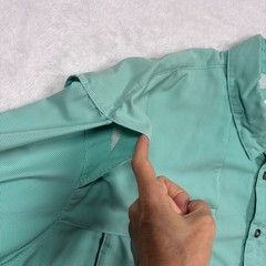 Magellan Fishing Shirt Mens 3XL Teal Houndstooth Aransas Pass Vented Wicking