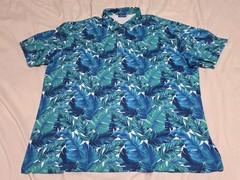 Hreski Performance Lightweight Vibrant Watercolor Floral Leaf Polo/Golf Shirt 2X