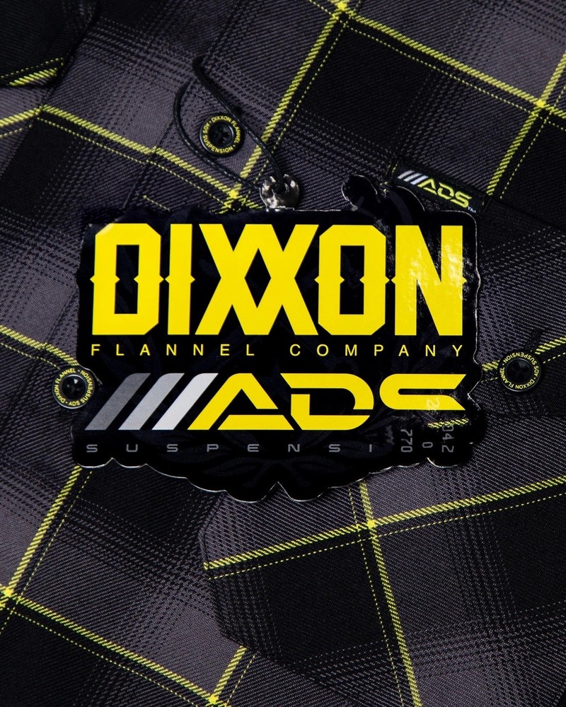 DIXXON FLANNEL CO – ADS RACING SHOCKS -XL – BRAND NEW – BLACK GRAY YELLOW PLAID