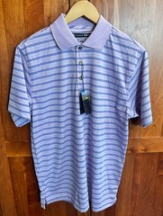 NWT Pebble Beach Performance Lavender Blue Stripe Golf Polo Men’s Size S