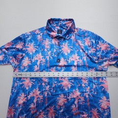 Con.Struct Quick Dry Performance Polo Mens Medium Tropical Print Stretch Golf