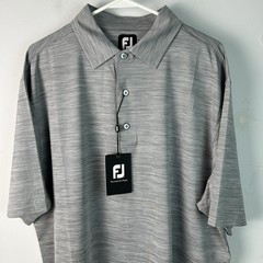 FootJoy FJ Golf Shirt Polo Space Dye Gray Lisle Large Polyester NWT MSRP $80