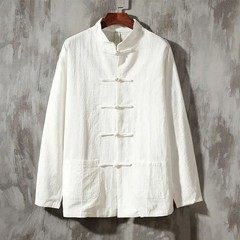 Stylish Men’s Solid Color Blouse Jacket for Traditional Kung Fu Tai Chi