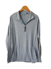 FIVE FOUR Shirt Mens L Blue 1/4 Zip Pullover Top Pockets Long Sleeve