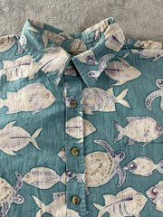 Cooke Street Hawaiian Shirt Mens XL Sea Turtle Ocean Fish Reverse Blue Aloha