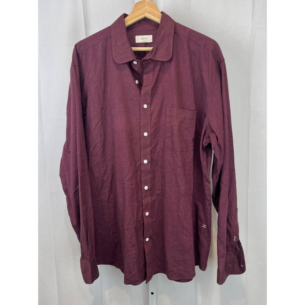 RYE 51 Small Batch Long Sleeve Button Front Shirt Cotton Wine Purple Red Size XL