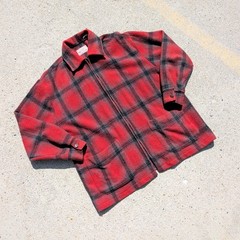 90s Vintage Address Unknown Shadow Plaid Blanket Zip Shirt Jacket Oversized