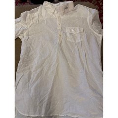 American Eagle Linen Cotton White Button Front Shirt Large Tall (TD)