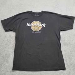 Hard Rock Cafe Shirt Mens XL Black Large Spellout San Antonio Logo Casino Casual