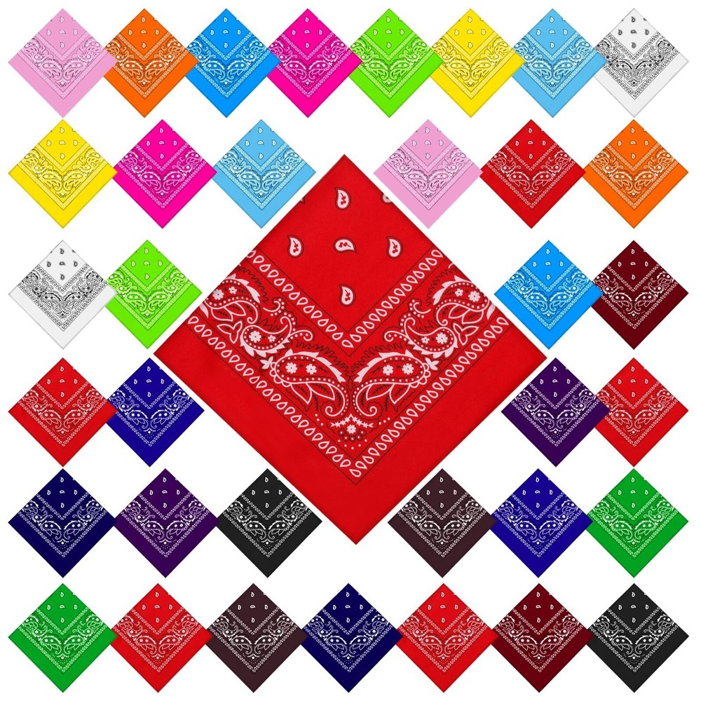 Paisley Bandanas 36 Pack Bulk Polyester Multi Purpose Party Costume Pet